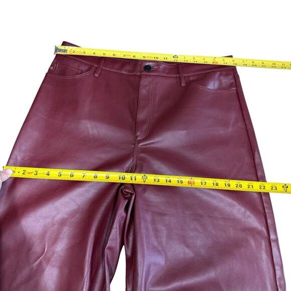 Joes Wide Leg Burgundy Pants Faux Leather Women's Sz 33 City - Picture 6 of 9